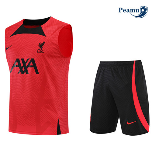 Peamu - Maillot Kit Entrainement Foot Liverpool Debardeur + Pantalon Rouge/Noir 2022-2023