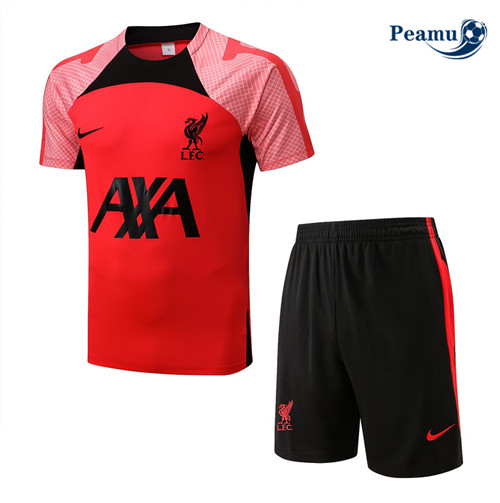 Peamu - Maillot Kit Entrainement Foot Liverpool + Pantalon Rouge/Noir 2022-2023