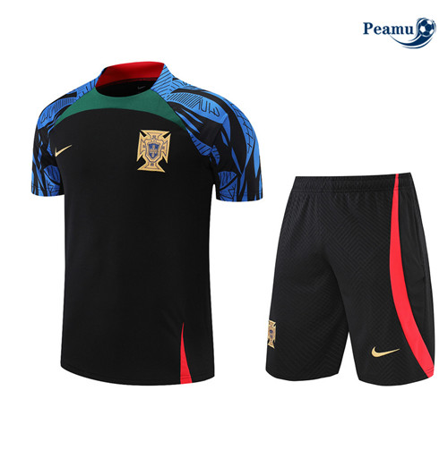 Peamu - Maillot Kit Entrainement Foot Portugal + Pantalon Noir 2022-2023
