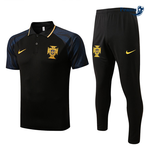 Peamu - Maillot Kit Entrainement Foot polo Portugal + Pantalon Noir 2022-2023