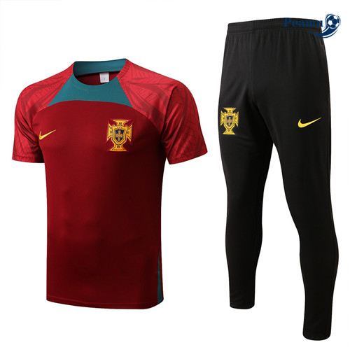 Peamu - Maillot Kit Entrainement Foot Portugal + Pantalon Rouge/Noir 2022-2023