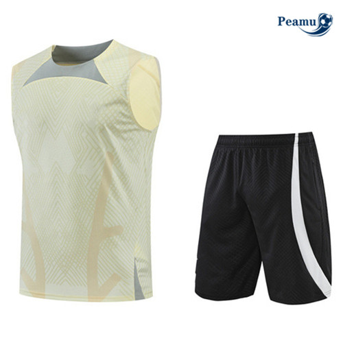 Peamu - Maillot Kit Entrainement Foot Tottenham Hotspur Debardeur + Pantalon Jaune 2022-2023