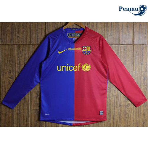 Peamu - p406 Maillot foot Retro Barcelone Domicile Manche Longue 2008-09