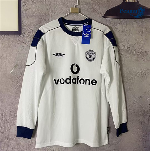 Peamu - p434 Maillot foot Retro Manchester United Exterieur Manche Longue 1999-00