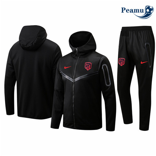 Peamu - Veste Survetement Foot p068 Atletico Madrid à capuche Noir 2022-2023