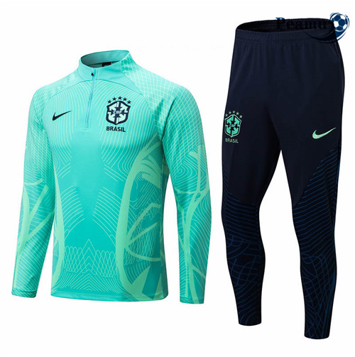 Peamu - Survetement Foot p328 Brésil Enfant Vert/Noir 2022-2023