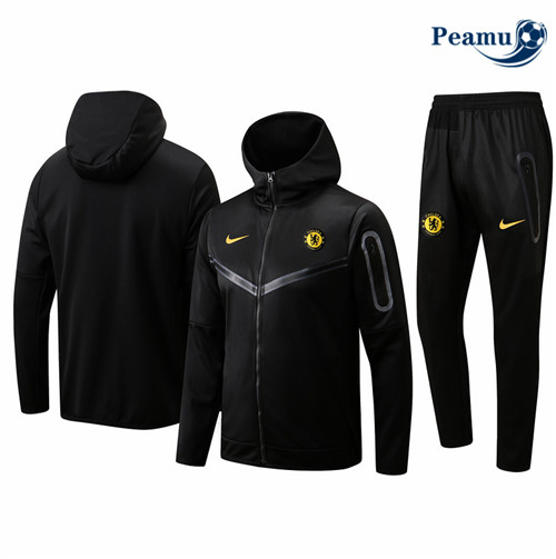 Peamu - Veste Survetement Foot p198 Chelsea à capuche Noir 2022-2023
