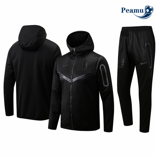 Peamu - Veste Survetement Foot p159 Corée à capuche Noir 2022-2023