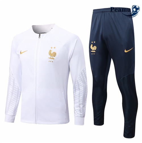 Peamu - Veste Survetement Foot p164 France Blanc/Bleu Marine 2022-2023
