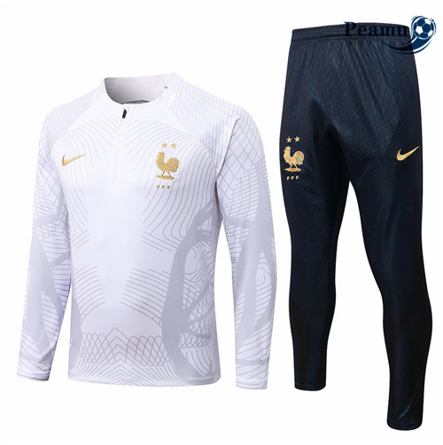 Peamu - Survetement Foot p168 France Blanc/Noir 2022-2023