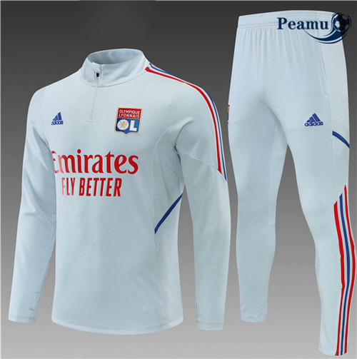 Peamu - Survetement Foot p306 Lyon Enfant Gris/Blanc 2022-2023