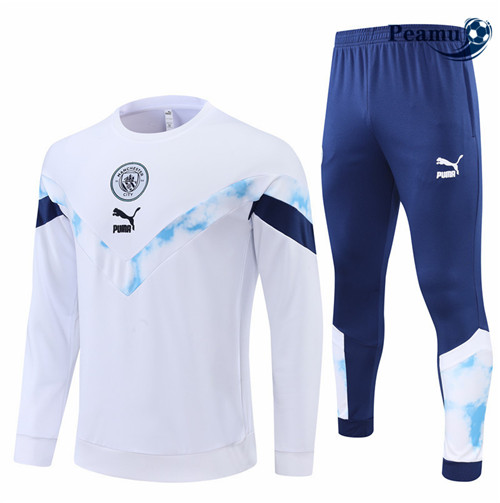 Peamu - Survetement Foot p228 Manchester City Blanc/Bleu Marine 2022-2023