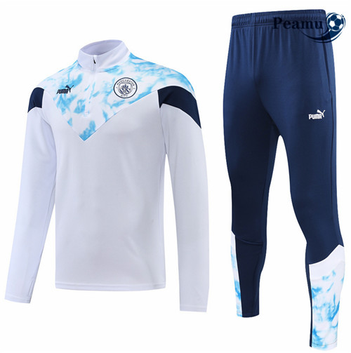 Peamu - Survetement Foot p231 Manchester City Blanc/Bleu 2022-2023