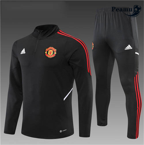 Peamu - Survetement Foot p350 Manchester United Enfant Noir 2022-2023