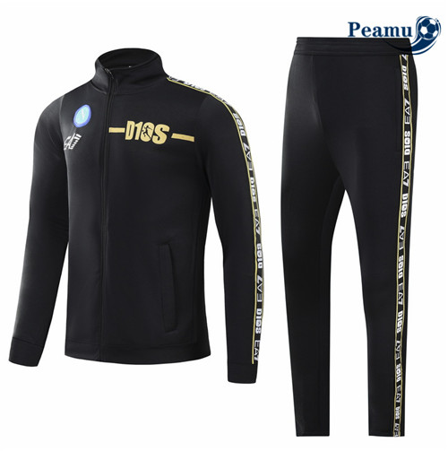 Peamu - Veste Survetement Foot p370 Napoli Enfant Noir 2022-2023