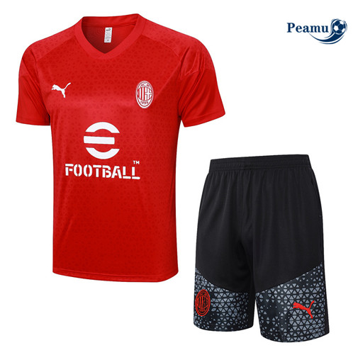 Maillot foot Kit Entrainement AC Milan + Shorts Rouge 2023/2024 p6567