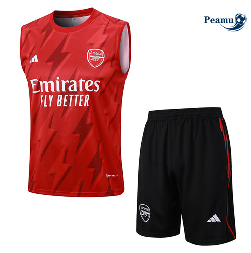 Maillot foot Kit Entrainement Arsenal Debardeur + Shorts Rouge 2023/2024 p6533