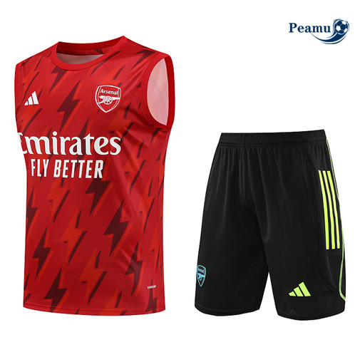Maillot foot Kit Entrainement Arsenal Debardeur + Shorts Rouge 2023/2024 p6534