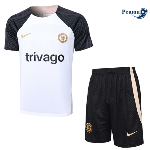 Maillot foot Kit Entrainement Chelsea + Shorts Blanc 2023/2024 p6541