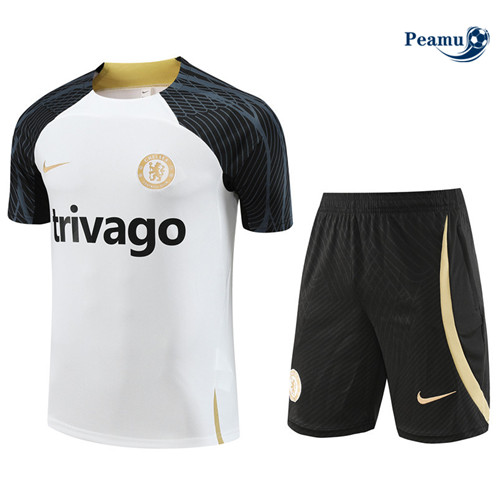 Maillot foot Kit Entrainement Chelsea + Shorts Blanc 2023/2024 p6544