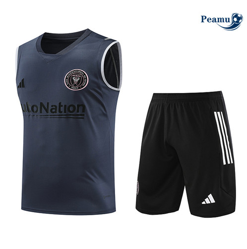 Maillot foot Kit Entrainement Inter Miami Debardeur + Shorts Gris 2023/2024 p6459