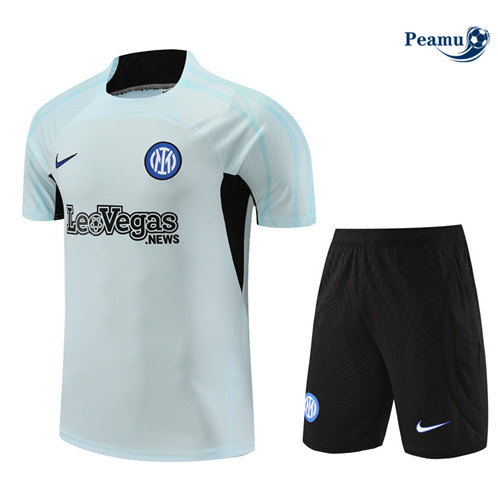Maillot foot Kit Entrainement Inter Milan + Shorts Gris Ciel 2023/2024 p6581