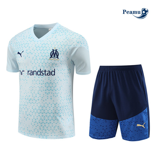 Maillot foot Kit Entrainement Marseille Enfant + Shorts Bleu Ciel 2023/2024 p6509