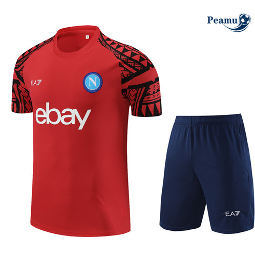 Maillot foot Kit Entrainement Naples + Shorts Rouge 2023/2024 p6584