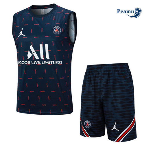 Maillot foot Kit Entrainement Paris PSG Debardeur + Shorts Bleu marine 2023/2024 p6511