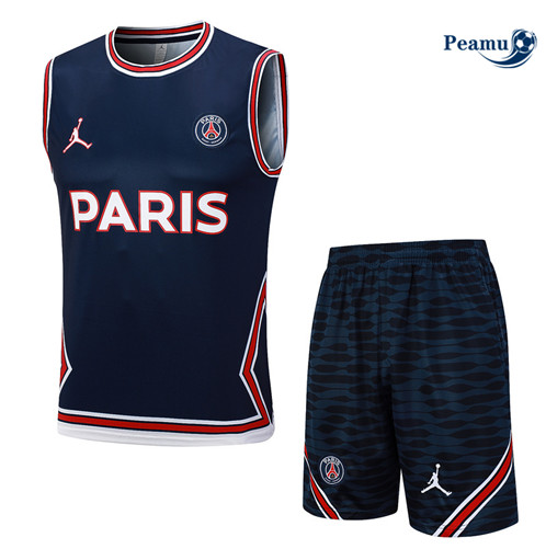 Maillot foot Kit Entrainement Paris PSG Debardeur + Shorts Bleu marine 2023/2024 p6513