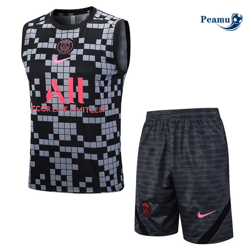 Maillot foot Kit Entrainement Paris PSG Debardeur + Shorts Gris 2023/2024 p6514