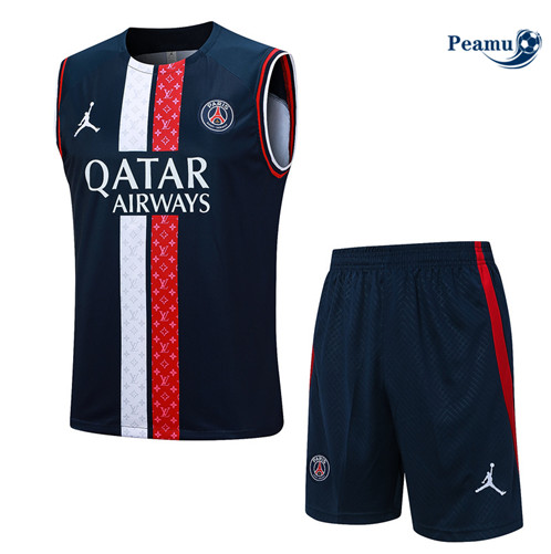 Maillot foot Kit Entrainement Paris PSG Debardeur + Shorts Bleu 2023/2024 p6517