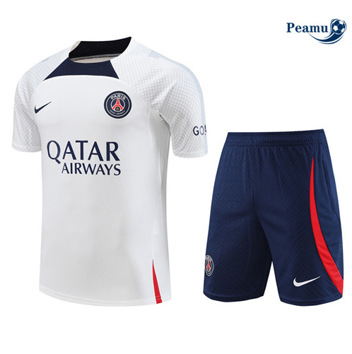 Maillot foot Kit Entrainement Paris PSG + Shorts Blanc 2023/2024 p6518