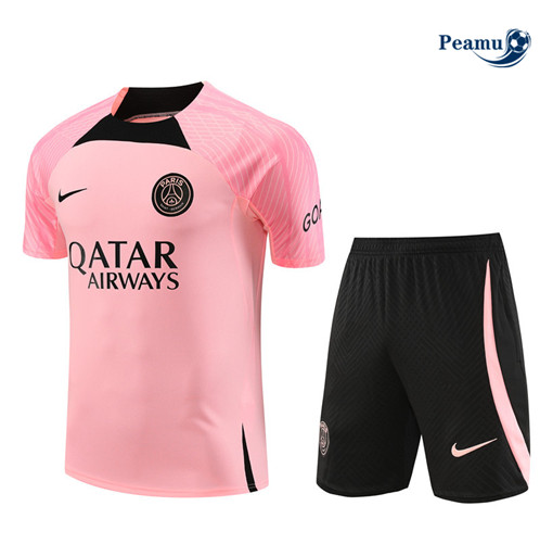 Maillot foot Kit Entrainement Paris PSG + Shorts Rose 2023/2024 p6519