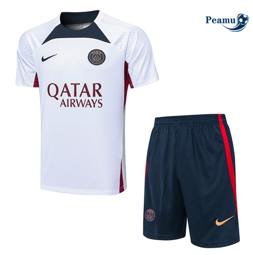 Maillot foot Kit Entrainement Paris PSG + Shorts Blanc 2023/2024 p6521