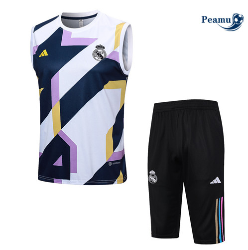 Maillot foot Kit Entrainement Real Madrid Debardeur + Shorts Blanc 2023/2024 p6493