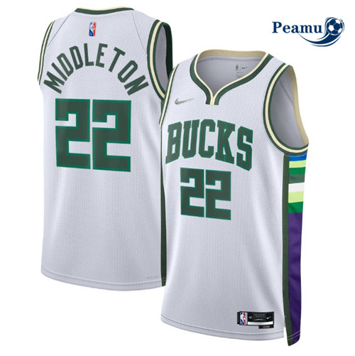 Peamu - Maillot foot Khris Middleton, Milwaukee Bucks 2021/22 - Édition Ville p3529