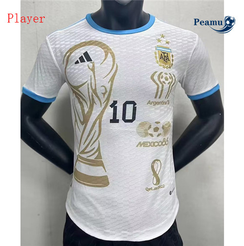 Peamu - Maillot foot Argentine Player Version 3 étoiles Especial Blanc 2022-2023 p3145