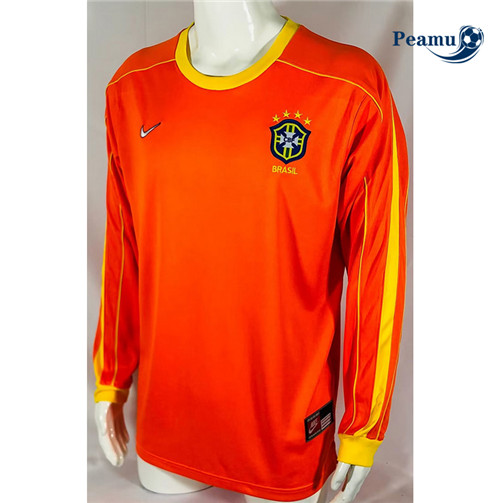 Peamu - Maillot foot Rétro foot Brésil Gardien De But Manche Longue Vert 1998 p3198