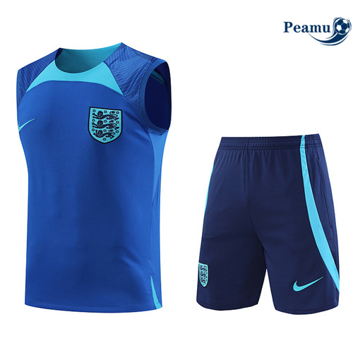 Peamu - Maillot Kit Entrainement Foot Angleterre Debardeur + Pantalon Bleu 2022/2023 France