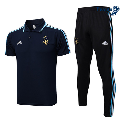 Peamu - Maillot Kit Entrainement Foot Argentine Polo + Pantalon 3 stars Bleu 2023/2024 discout