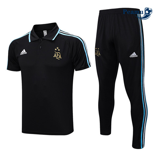 Peamu - Maillot Kit Entrainement Foot Argentine Polo + Pantalon 3 stars noir 2023/2024 Paris