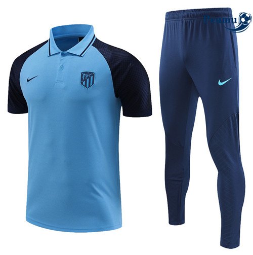 Peamu - Maillot Kit Entrainement Foot Atletico Madrid Polo + Pantalon Bleu 2022/2023 Chinois