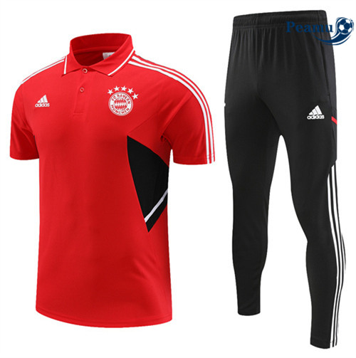 Peamu - Maillot Kit Entrainement Foot Bayern Munich Polo + Pantalon rouge 2022/2023 Paris