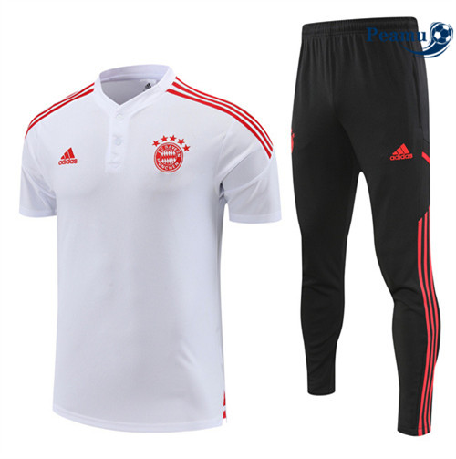 Peamu - Maillot Kit Entrainement Foot Bayern Munich Polo + Pantalon Blanc 2022/2023 France