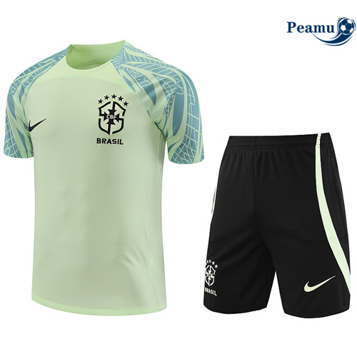 Peamu - Maillot Kit Entrainement Foot Brésil + Pantalon vert 2022/2023 Outlet