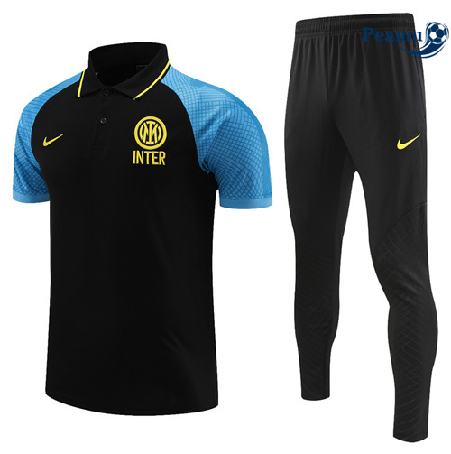 Peamu - Maillot Kit Entrainement Foot Inter Milan Polo + Pantalon noir 2022/2023 Officiel
