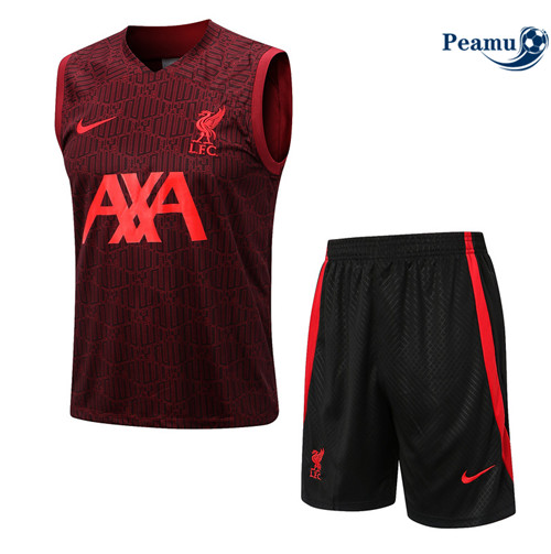 Peamu - Maillot Kit Entrainement Foot Liverpool Debardeur + Pantalon rouge 2022/2023 France