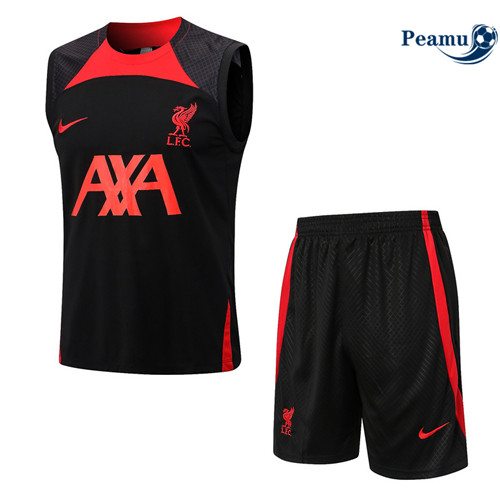 Peamu - Maillot Kit Entrainement Foot Liverpool Debardeur + Pantalon noir 2022/2023 personnalisé