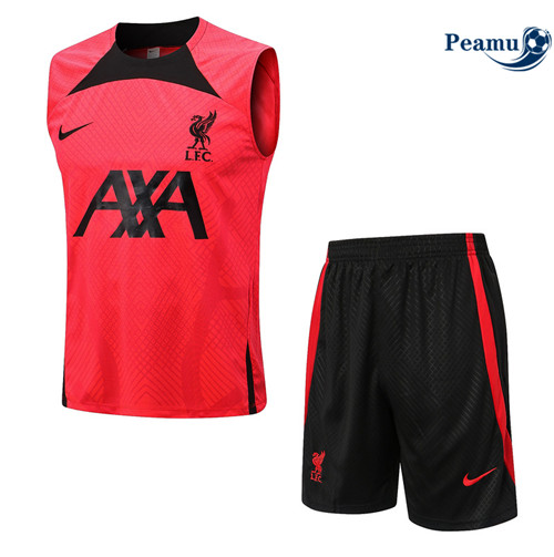 Peamu - Maillot Kit Entrainement Foot Liverpool Debardeur + Pantalon rouge 2022/2023 Officiel